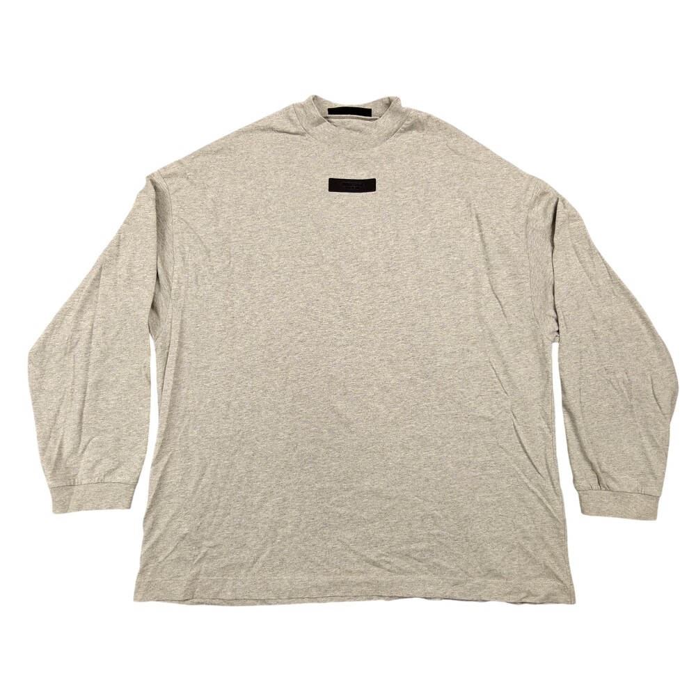 Fear Of God ESSENTIALS Shirt Mens Small Gray Mock Neck Long Sleeve Oversized
